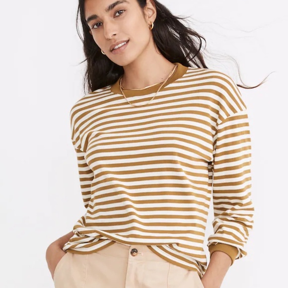Madewell Olive Striped T Shirt - Picture 1 of 6